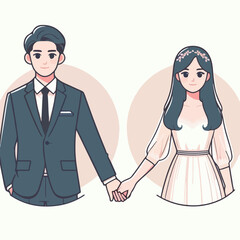 vector image of man and woman wearing cool suit and beautiful dress