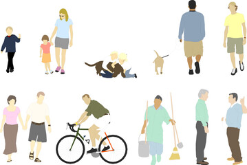 vector sketch illustration silhouette design of various human activities with their work as a complement to the image  