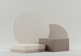 non representational pale designated showcasing merchandise featuring rendering two elevated platforms smooth vertical surface division light dark areas raised structures are intended presenting