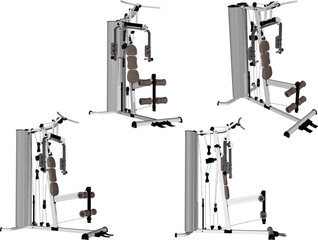 vector sketch illustration silhouette design of fitness machine sport fitness in gym center 