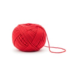 Red yarn ball on white