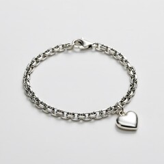 Silver chain bracelet with heart charm