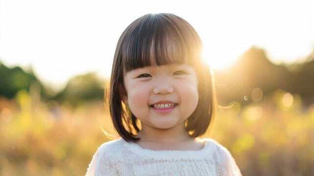 幸せいっぱいの笑顔の日本人女の子ポートレート（子供・キッズ・かわいい・楽しい・大好き）