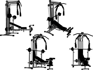 vector sketch illustration silhouette design of fitness machine sport fitness in gym center 
