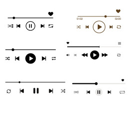 A modern music player icon with play, pause, and volume buttons, symbolizing entertainment, sound, and audio control.