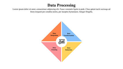 Infographic presentation template of data processing.
