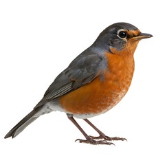 Isolated robin bird on white