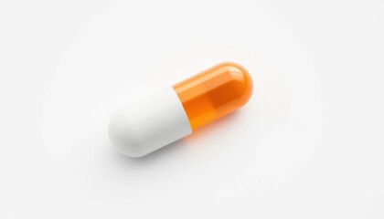 Orange and white pill on white background