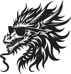 Obraz premium dragon vector, dragon head logo silhouette vector