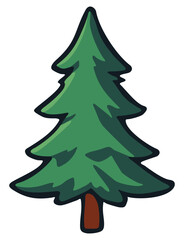 Fir tree. Christmas evergreen tree. Editable color vector