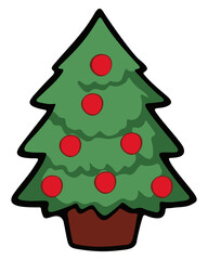 Fir tree evergreen. Editable color vector