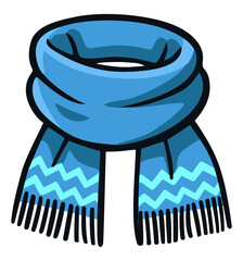 Blue winter scarf. Editable color vector