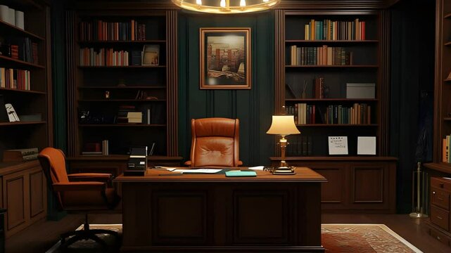 Professional Office Zoom Background with Bookcase for Remote Work