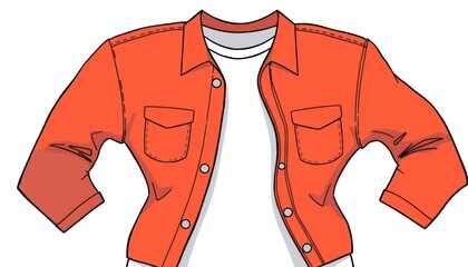 Orange Shirt Over White T-shirt