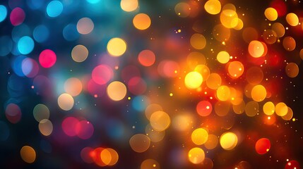 Abstract Christmas lights with bokeh effects, creating a festive holiday background for banners. -