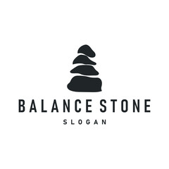 natural stone logo design concept nature pile of river stones simple minimalist symbol illustration product brand template