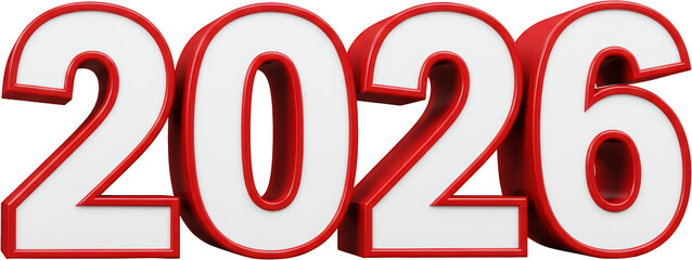 Bold Red and White 2026 Number Design New Year Future Concept