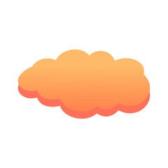 Orange Fluffy Cloud Vector. Cute Cartoon Sky Illustration