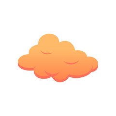 Orange Fluffy Cloud Vector. Cute Cartoon Sky Illustration