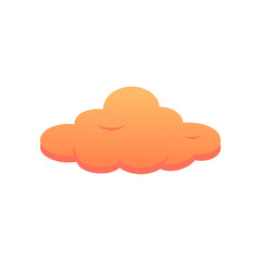 Orange Fluffy Cloud Vector. Cute Cartoon Sky Illustration