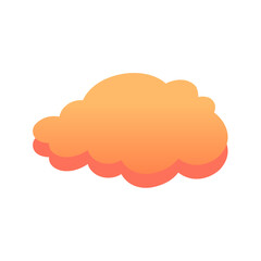Orange Fluffy Cloud Vector. Cute Cartoon Sky Illustration