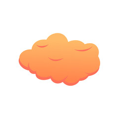 Orange Fluffy Cloud Vector. Cute Cartoon Sky Illustration