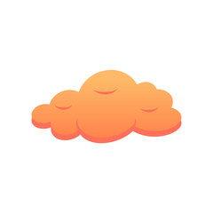Orange Fluffy Cloud Vector. Cute Cartoon Sky Illustration