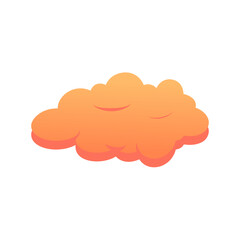Orange Fluffy Cloud Vector. Cute Cartoon Sky Illustration