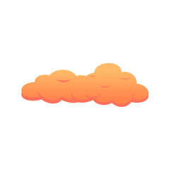 Orange Fluffy Cloud Vector. Cute Cartoon Sky Illustration