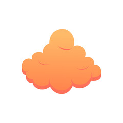 Orange Fluffy Cloud Vector. Cute Cartoon Sky Illustration