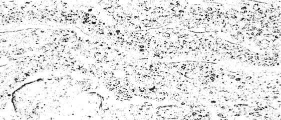 Monochrome texture composed of irregular graphic elements. Distressed uneven grunge background. Abstract vector illustration. Overlay for interesting effect and depth. Isolated on white background.
