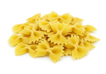 Pile of farfalle pasta on white background