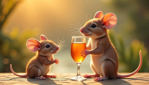 A mouse in summer clothes drinks a cocktail on a luxury yourt created with generative ai