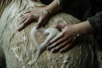 Washing Horse with Soap and Water Closeup