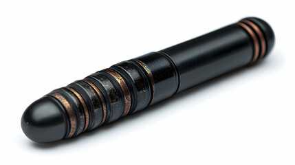 Fototapeta premium Close-up of a Black Cylindrical Object with Copper Accents