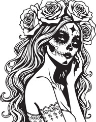 Sugar Skull Girl SVG | Tattoo Style Calavera Silhouette

Day of the Dead Skull Girl | Vector Tattoo Design

Sugar Skull Woman Silhouette | Dia de los Muertos SVG

Skull Girl Tattoo SVG | Gothic Calave