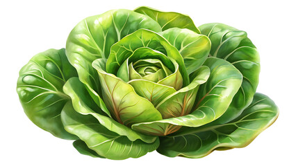 Obraz premium Digital illustration of a vibrant green cabbage head on a transparent background