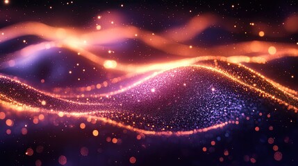 Abstract luxurious glowing lines background with glittering vintage lights, Christmas holiday theme. --