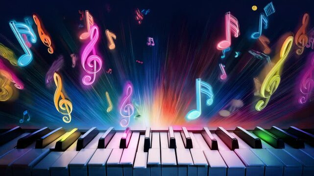 Cartoon-style abstract background with musical notes