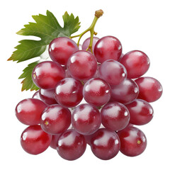 Fototapeta premium Glossy Bunch of Red Grapes with a Touch of Greenery