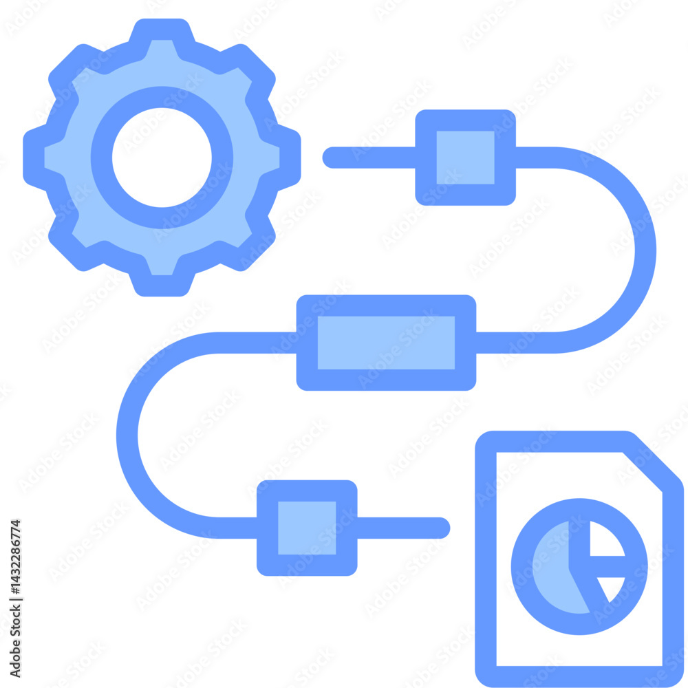 Poster workflow analysis lineal blue icon