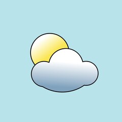 Sun and cloud and blue sky icon vector,sunny cloud on blue sky background vector,sun and loud icon stock on blue sky background ,sun and cloud with blue sky background image