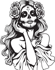 Sugar Skull Girl SVG | Tattoo Style Calavera Silhouette

Day of the Dead Skull Girl | Vector Tattoo Design

Sugar Skull Woman Silhouette | Dia de los Muertos SVG

Skull Girl Tattoo SVG | Gothic Calave