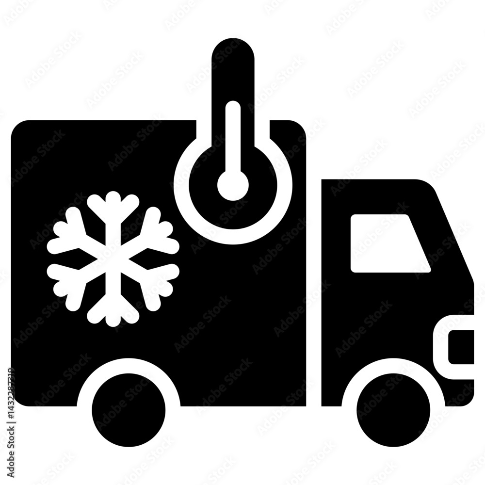 Poster cold chain logistic solid black icon