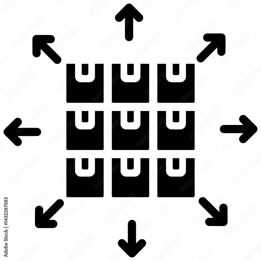Poster bulk distribution solid black icon