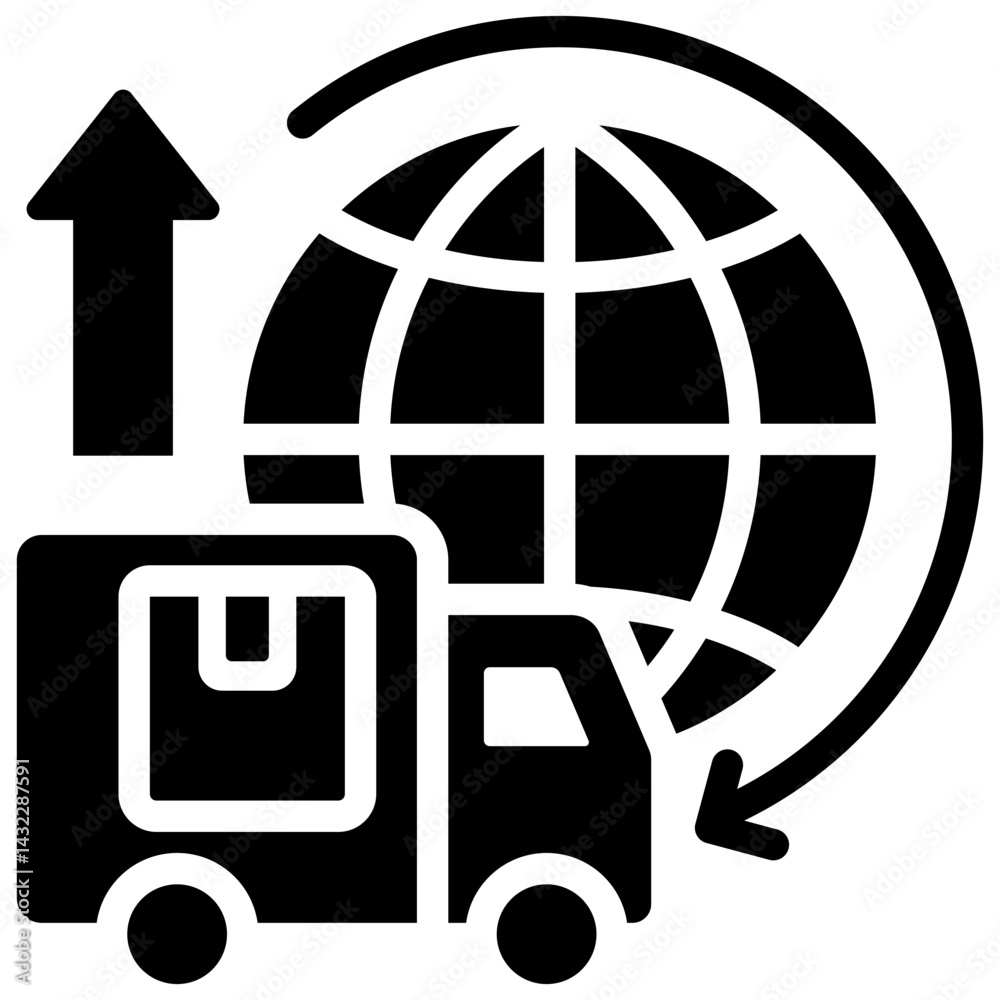 Poster export distribution solid black icon