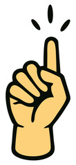 Raising hand index finger pointing up. Editable color vector