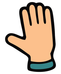 Raising open hand. Editable color vector