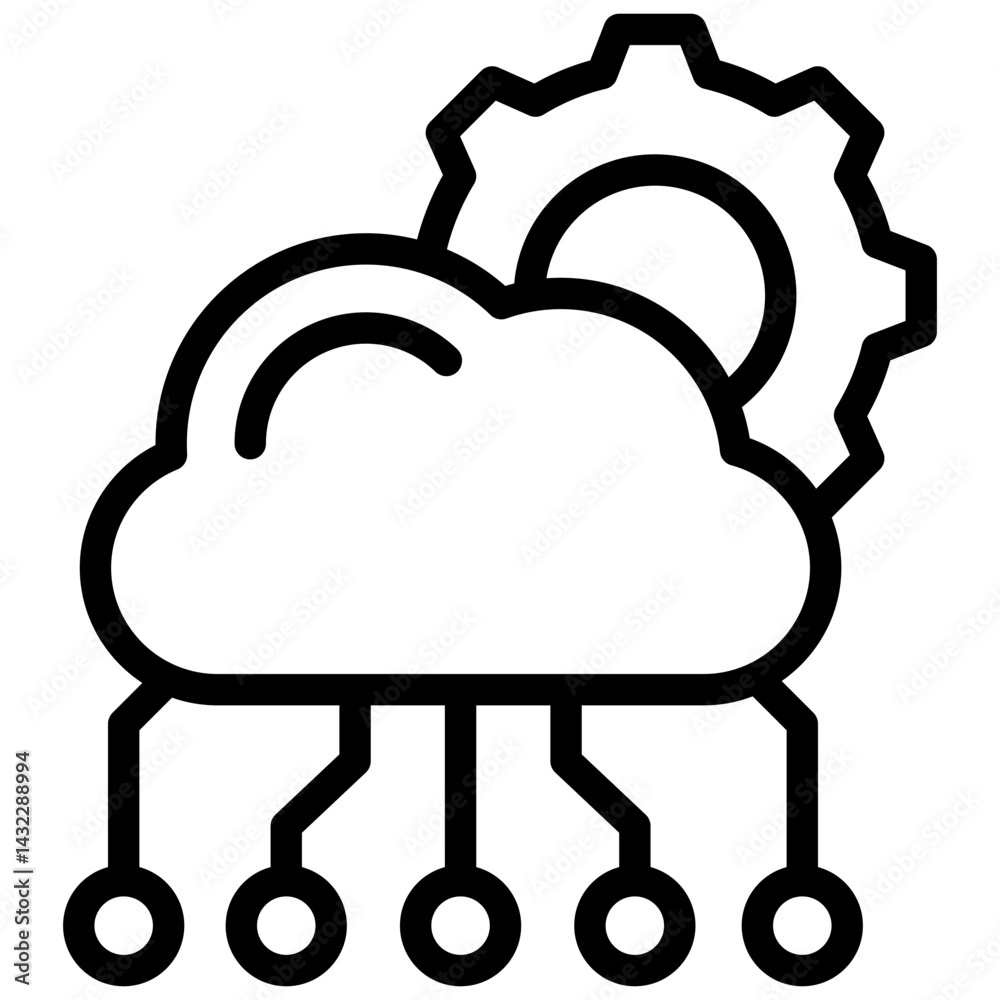 Poster cloud computing outline icon