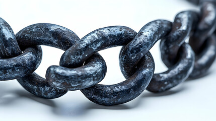 Fototapeta premium Close-up of Intertwined Rusty Chains on White Background